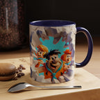 Flintstones "Break Through" Accent Coffee Mug — Retro Cartoon Stone Age Design (11/15 oz)