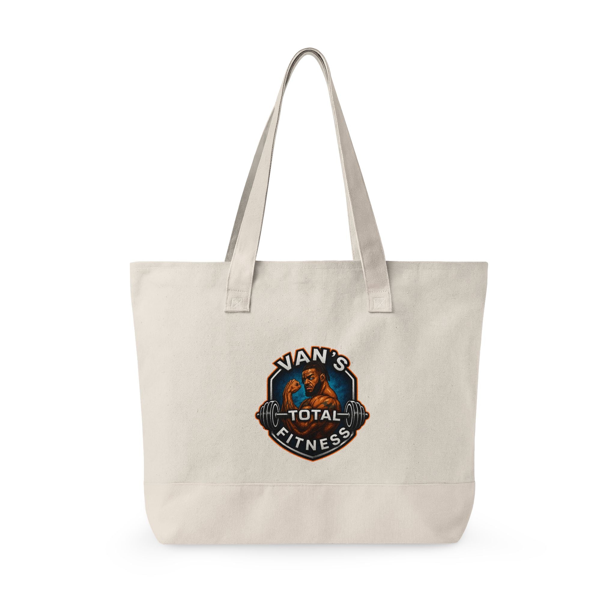 Fitness Logo Canvas Tote Bag — "Van's Total Fitness" Zippered Beach & Gym Tote