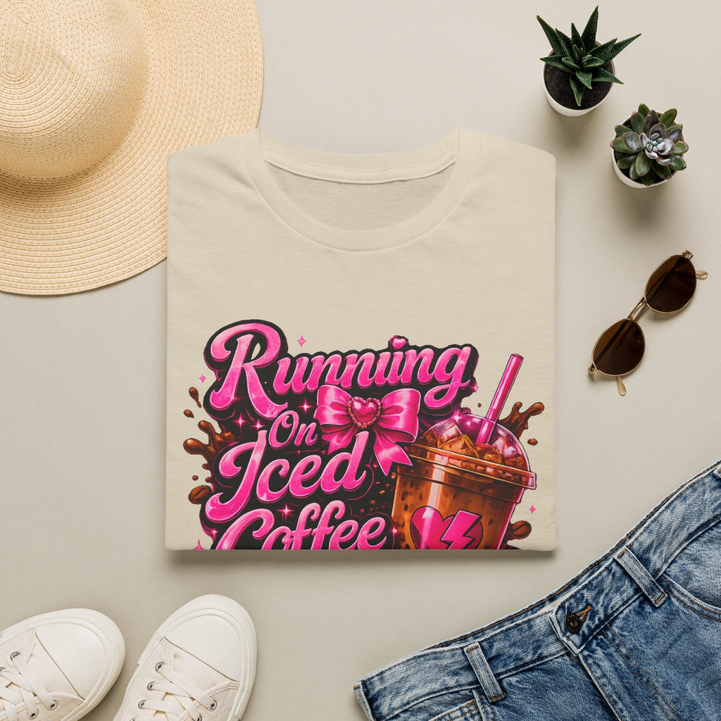 Running on Iced Coffee T-Shirt — Cute Pink Coffee Graphic Tee