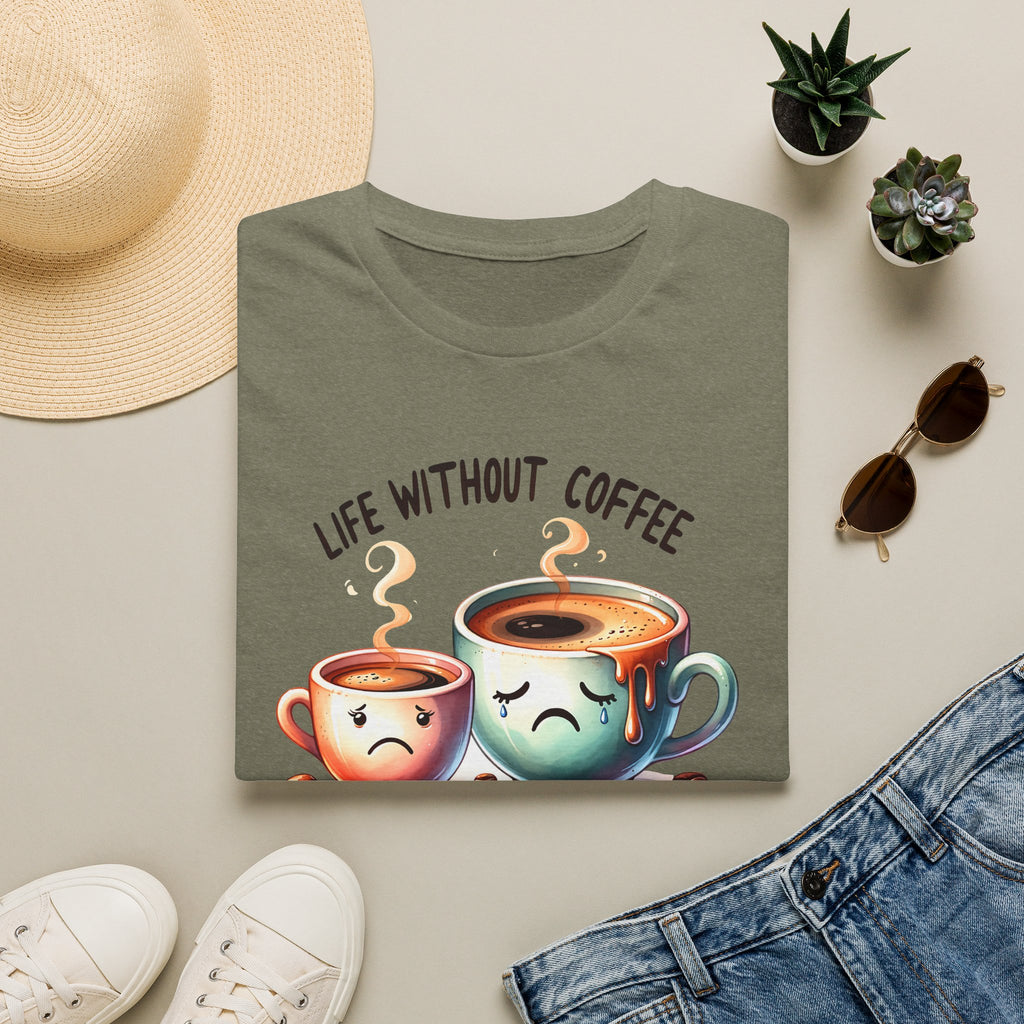Coffee T-Shirt — "Life Without Coffee is Depresso" Cute Sad Coffee Tee