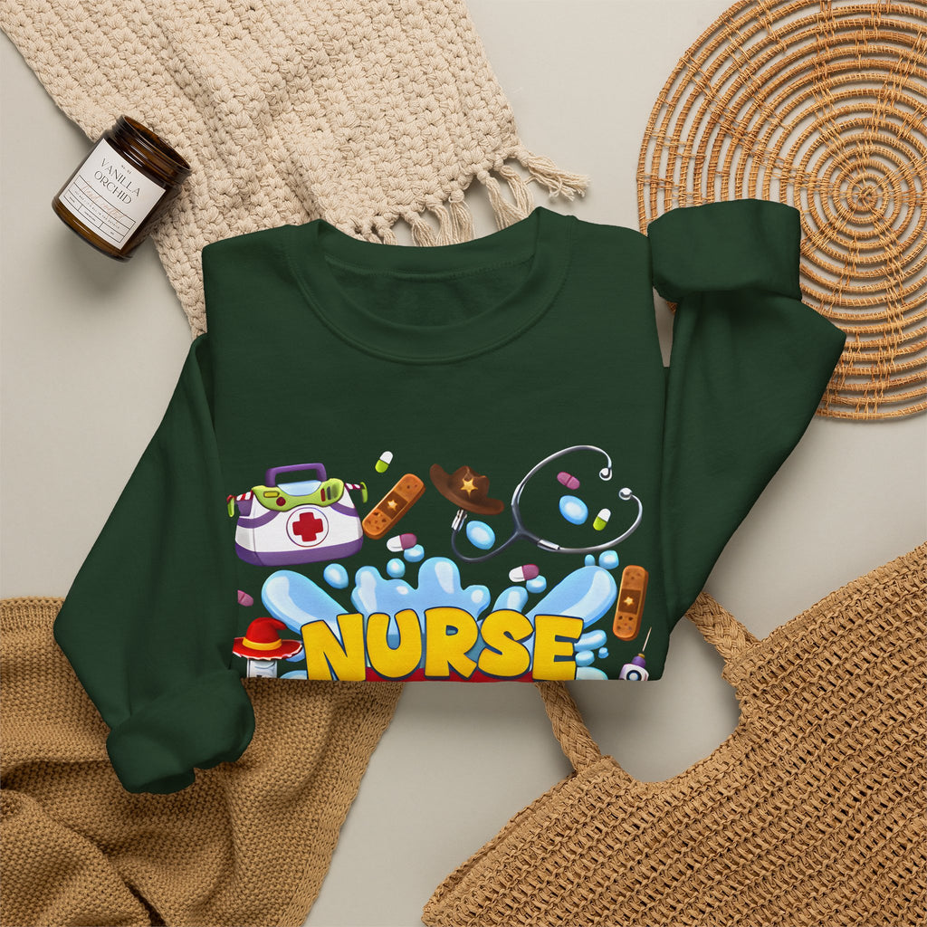 Nurse Story Sweatshirt — Cute Medical Cartoon Crewneck for Nurses