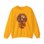 Black Nurse Magic Crewneck Sweatshirt — Brown Afro Nurse Heartbeat Design