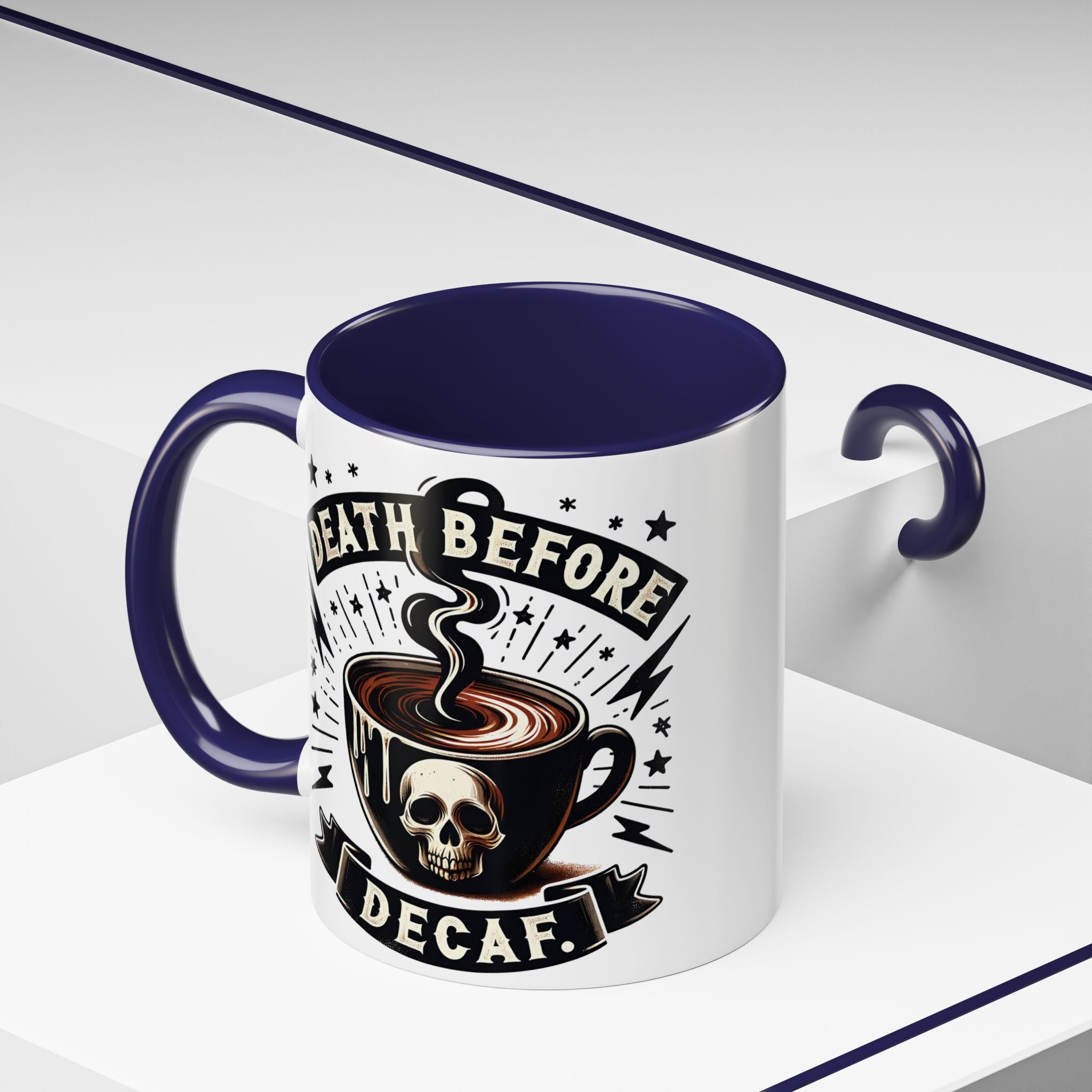 Death Before Decaf Coffee Mug — Skull Coffee Lover Gift (11/15oz)