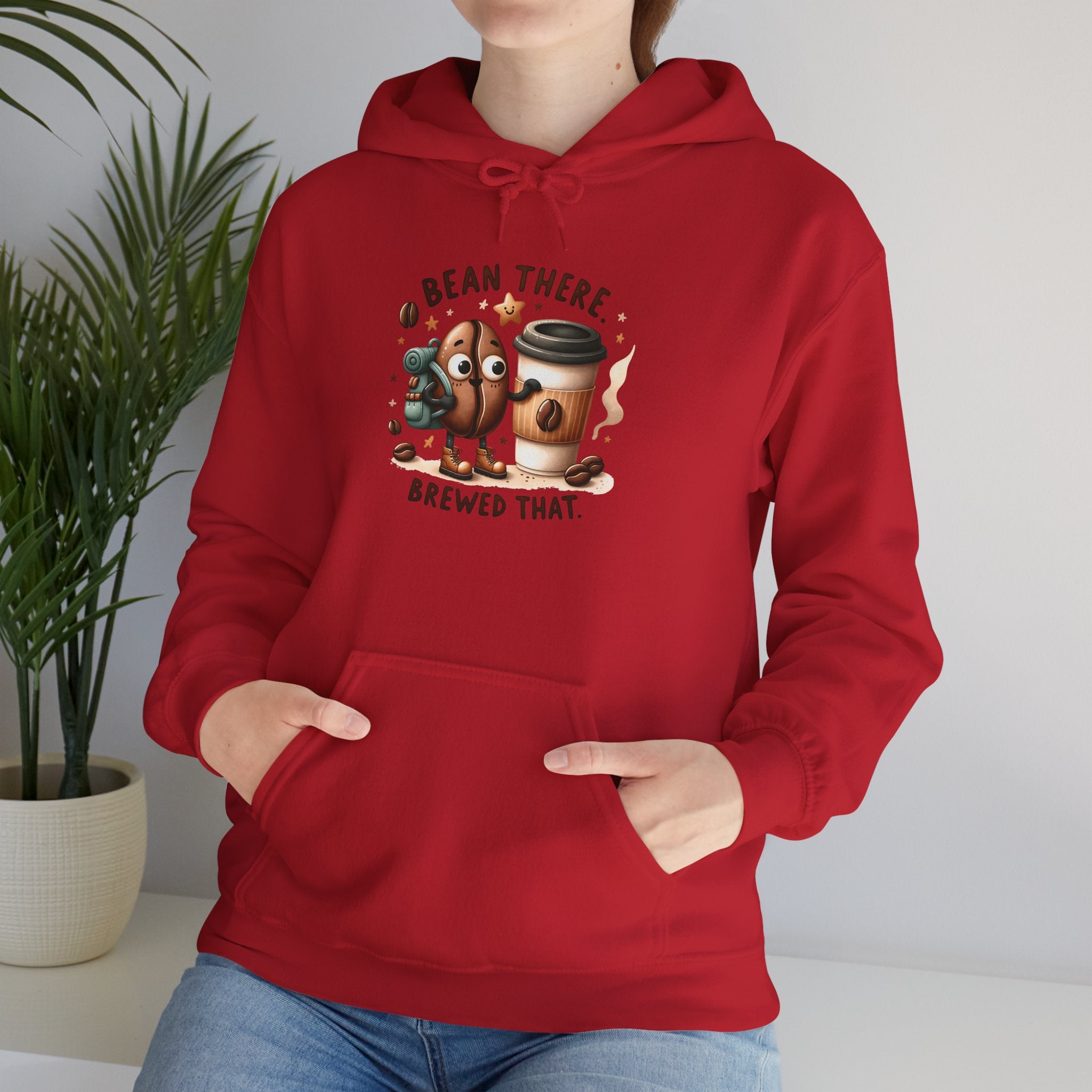 Coffee Hoodie — "Bean There, Brewed That" Cute Coffee Bean Pullover