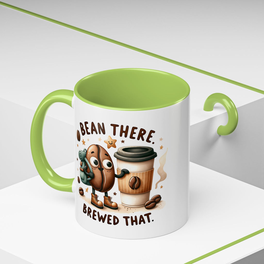 Bean There Brewed That Coffee Mug — Cute Coffee Bean & Cup Accent Mug (11/15oz)