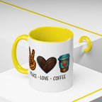Peace • Love • Coffee Accent Mug — Leopard Peace Sign Coffee Lover Gift