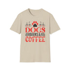 Dogs Books & Coffee T-Shirt (Red) — Dog Lover Reading & Coffee Tee
