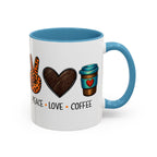 Peace • Love • Coffee Accent Mug — Leopard Peace Sign Coffee Lover Gift