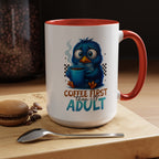"Coffee First, Then I’ll Adult" Cute Blue Bird Accent Mug —  Coffee Mug