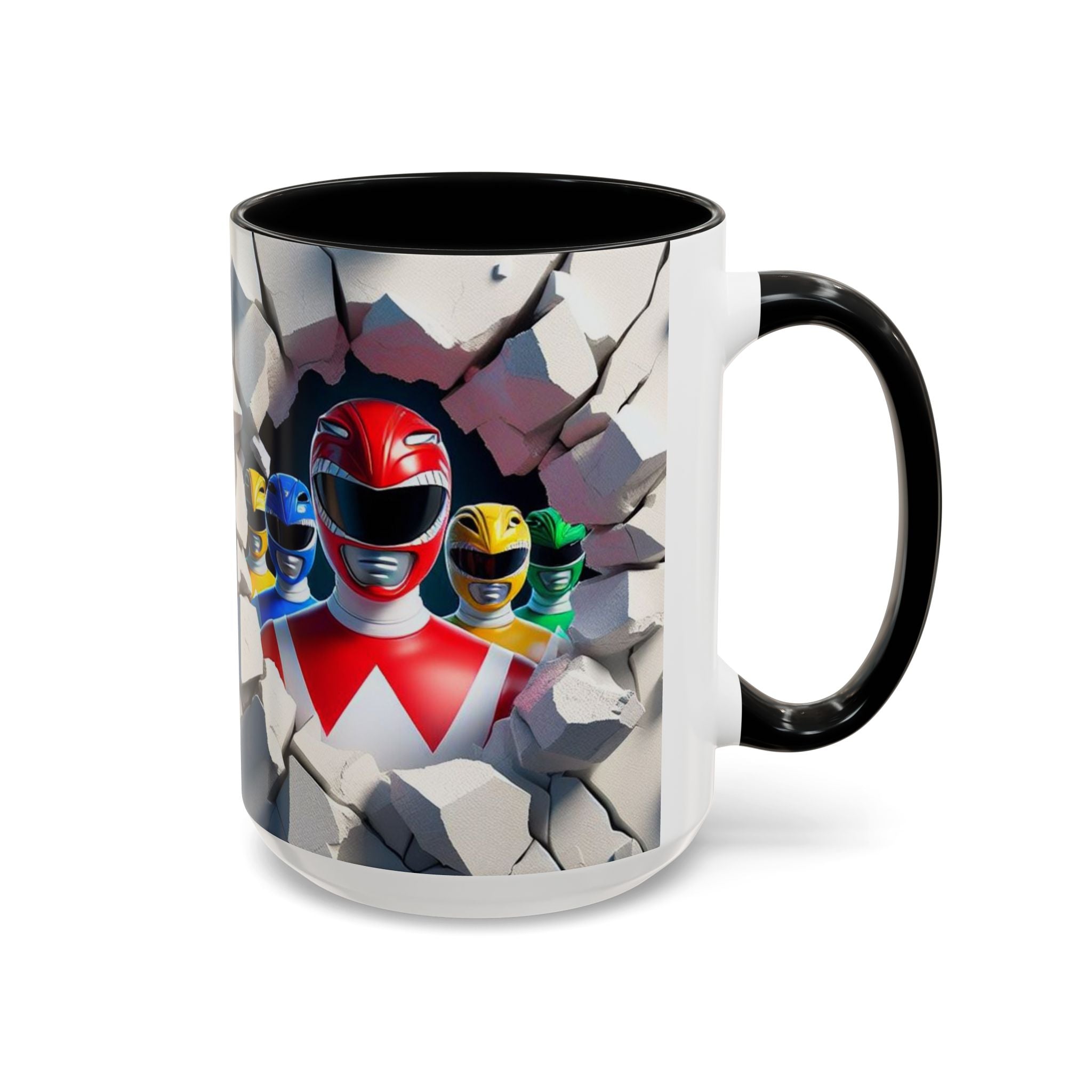 Power Rangers Coffee Mug — Retro Superhero Team Design (11/15 oz)