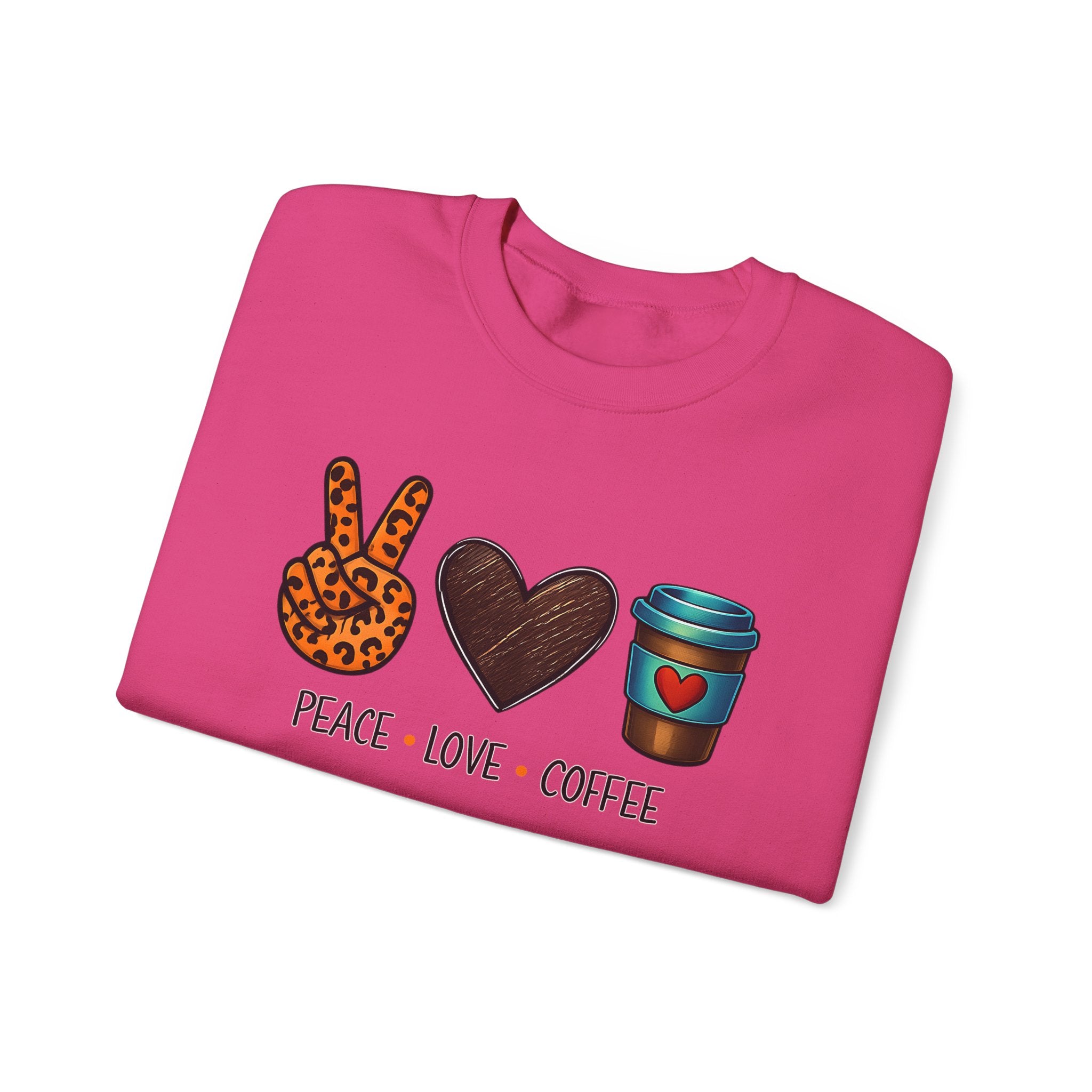 Peace • Love • Coffee Sweatshirt — Cozy Coffee Lover Crewneck
