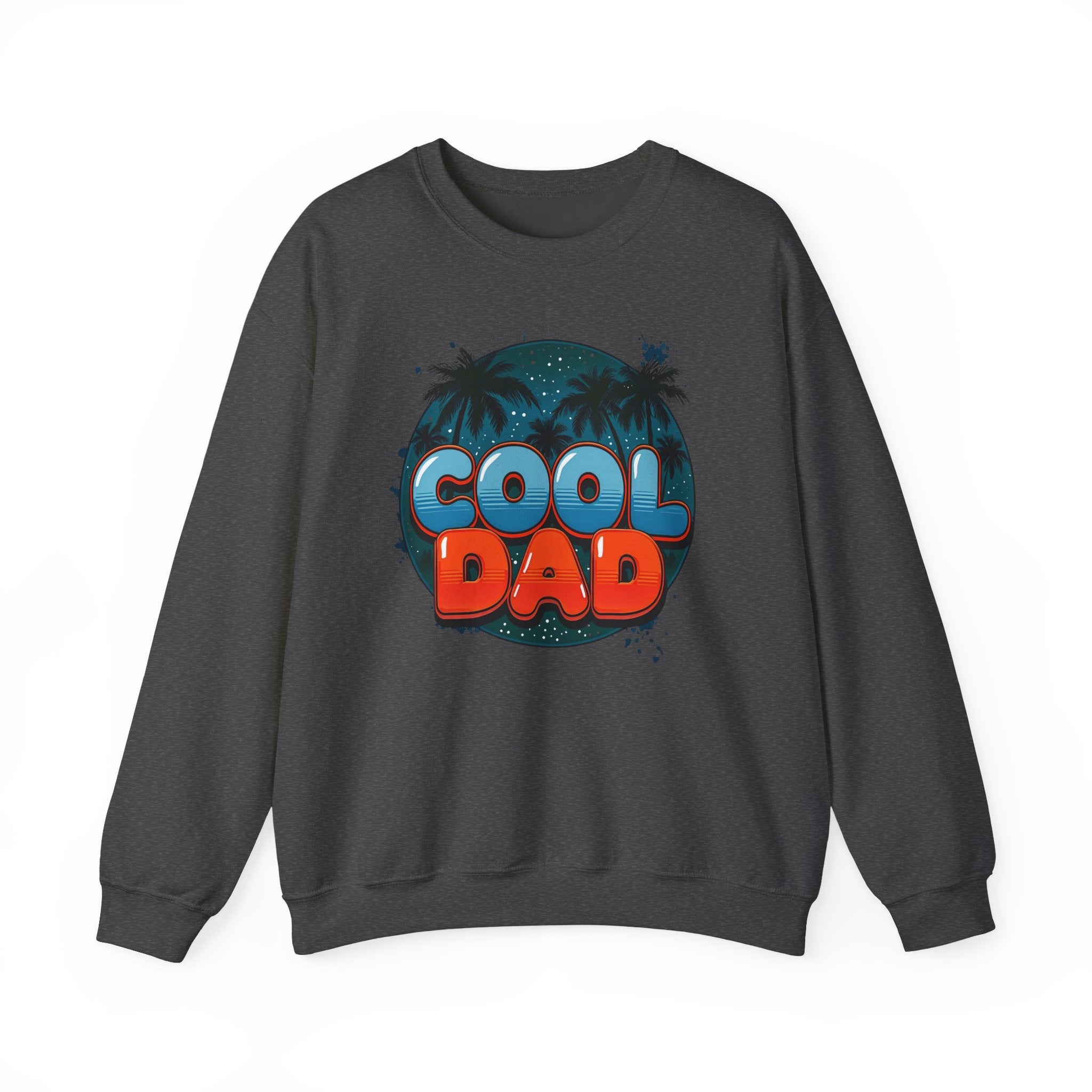 Cool Dad Crewneck Sweatshirt — Retro Night Sky Beach Palm Graphic Dad Shirt for Father’s Day