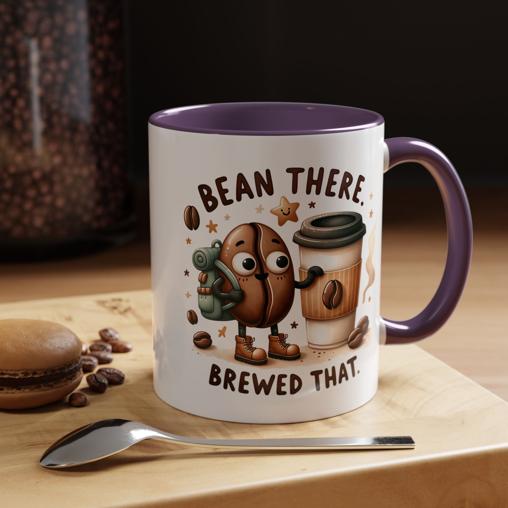 Bean There Brewed That Coffee Mug — Cute Coffee Bean & Cup Accent Mug (11/15oz)