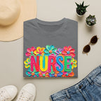 Nurse Floral Rainbow T-Shirt — Colorful Flower Tribute for Nurses
