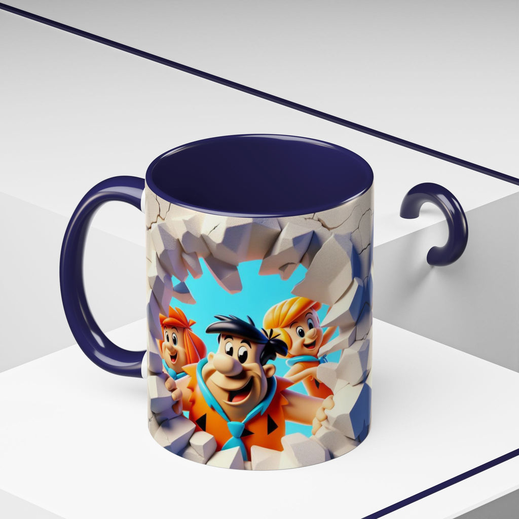 Flintstones "Break Through" Accent Coffee Mug — Retro Cartoon Stone Age Design (11/15 oz)