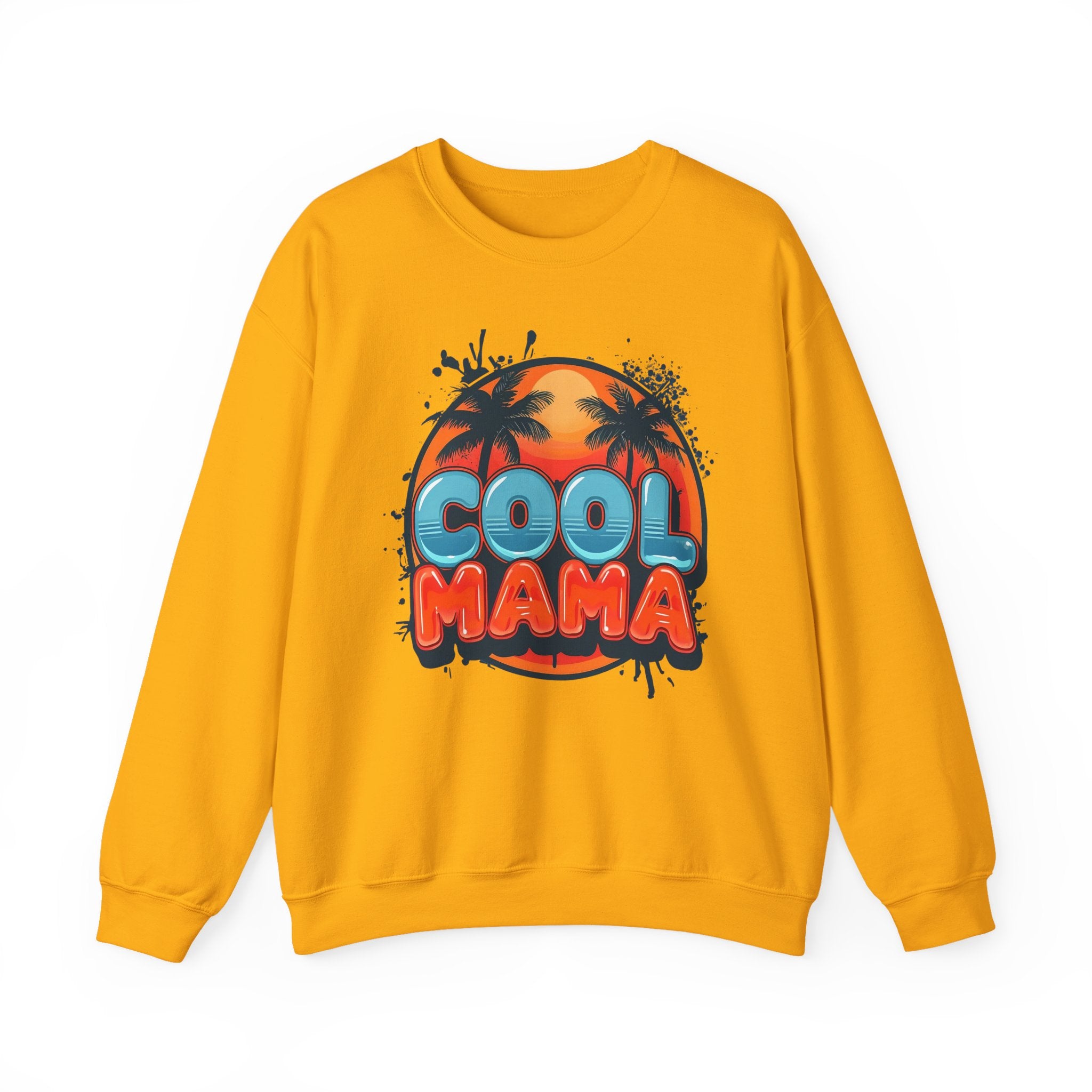 Cool Mama Crewneck Sweatshirt — Retro Sunset Palm Graphic for Moms
