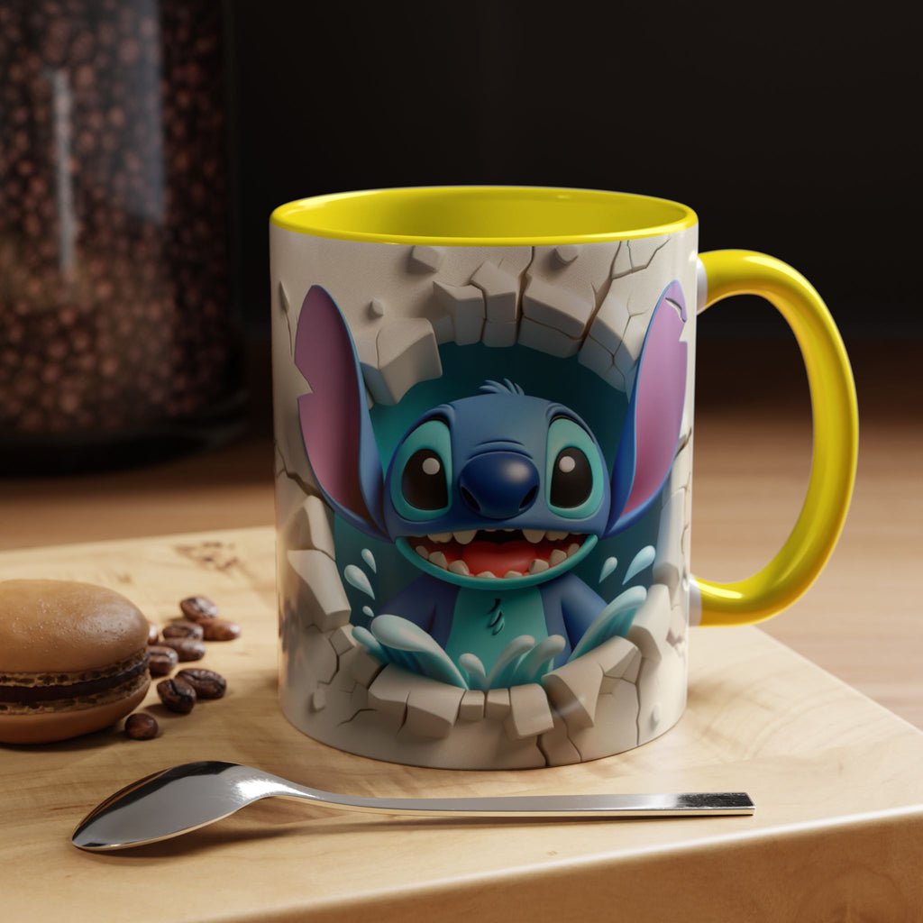 Stitch Peekaboo Accent Coffee Mug – Cute Alien Character 11/15oz