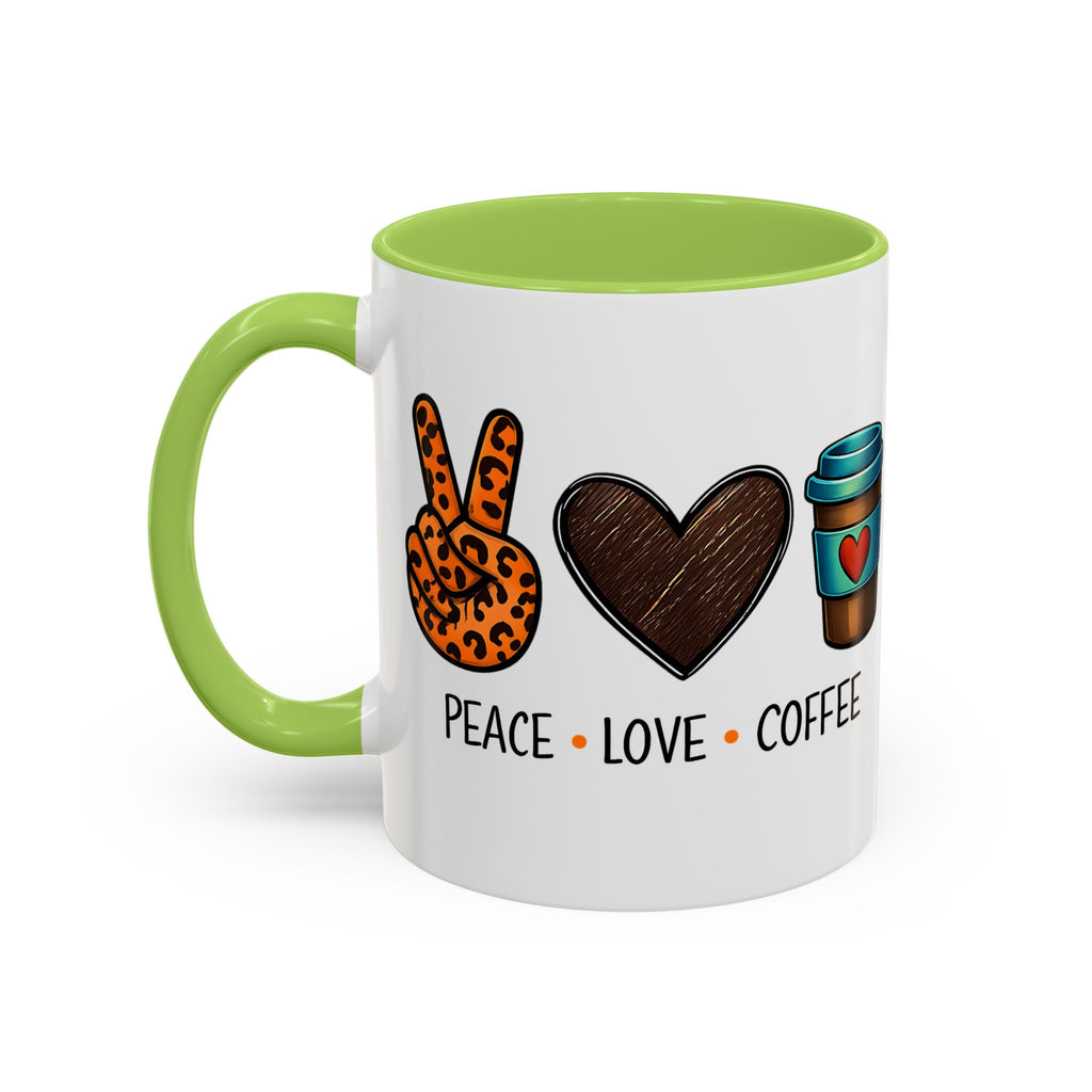 Peace • Love • Coffee Accent Mug — Leopard Peace Sign Coffee Lover Gift