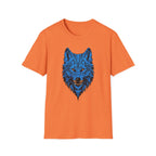 Blue Wolf Head T-Shirt – Stylized Tribal Wolf Graphic Tee