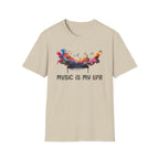 Music Is My Life T-Shirt — Colorful Piano Splash Graphic Tee