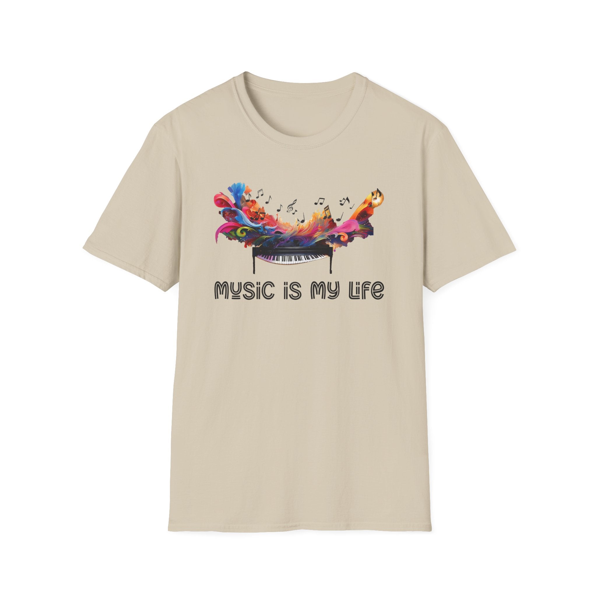 Music Is My Life T-Shirt — Colorful Piano Splash Graphic Tee