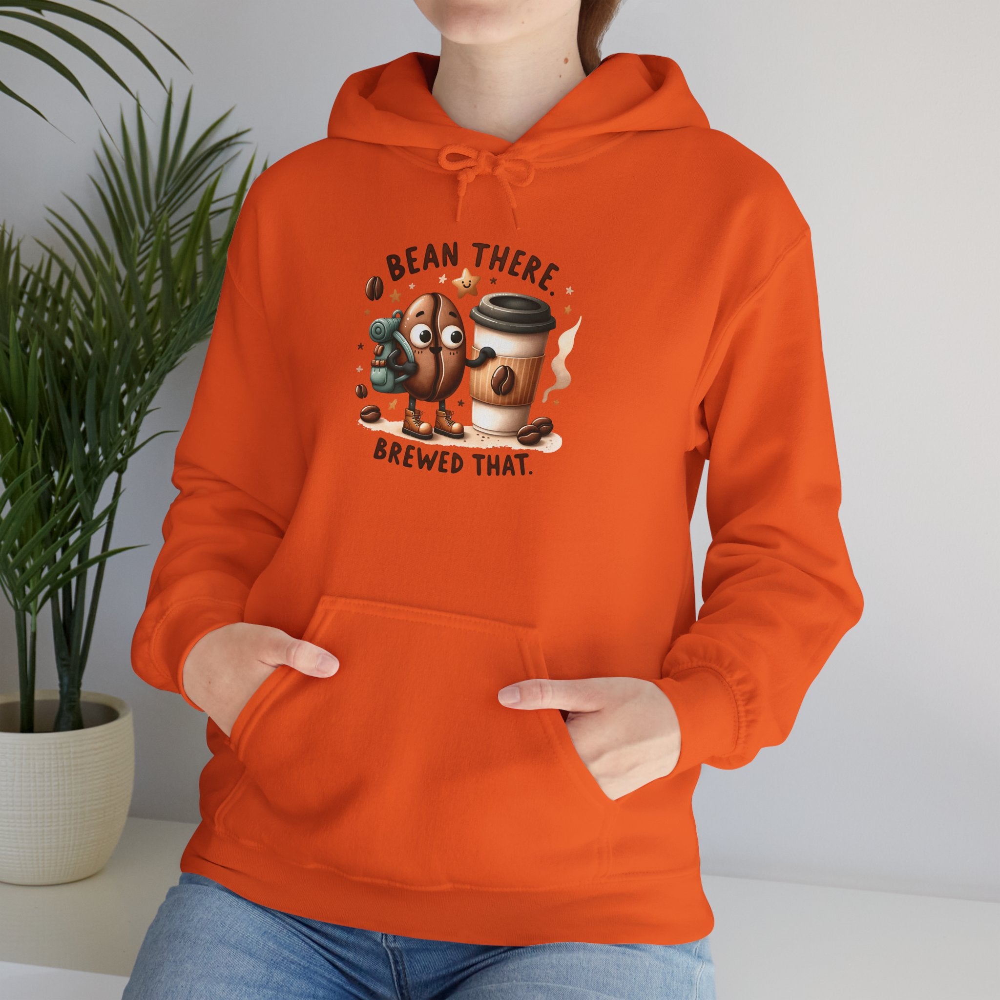 Coffee Hoodie — "Bean There, Brewed That" Cute Coffee Bean Pullover