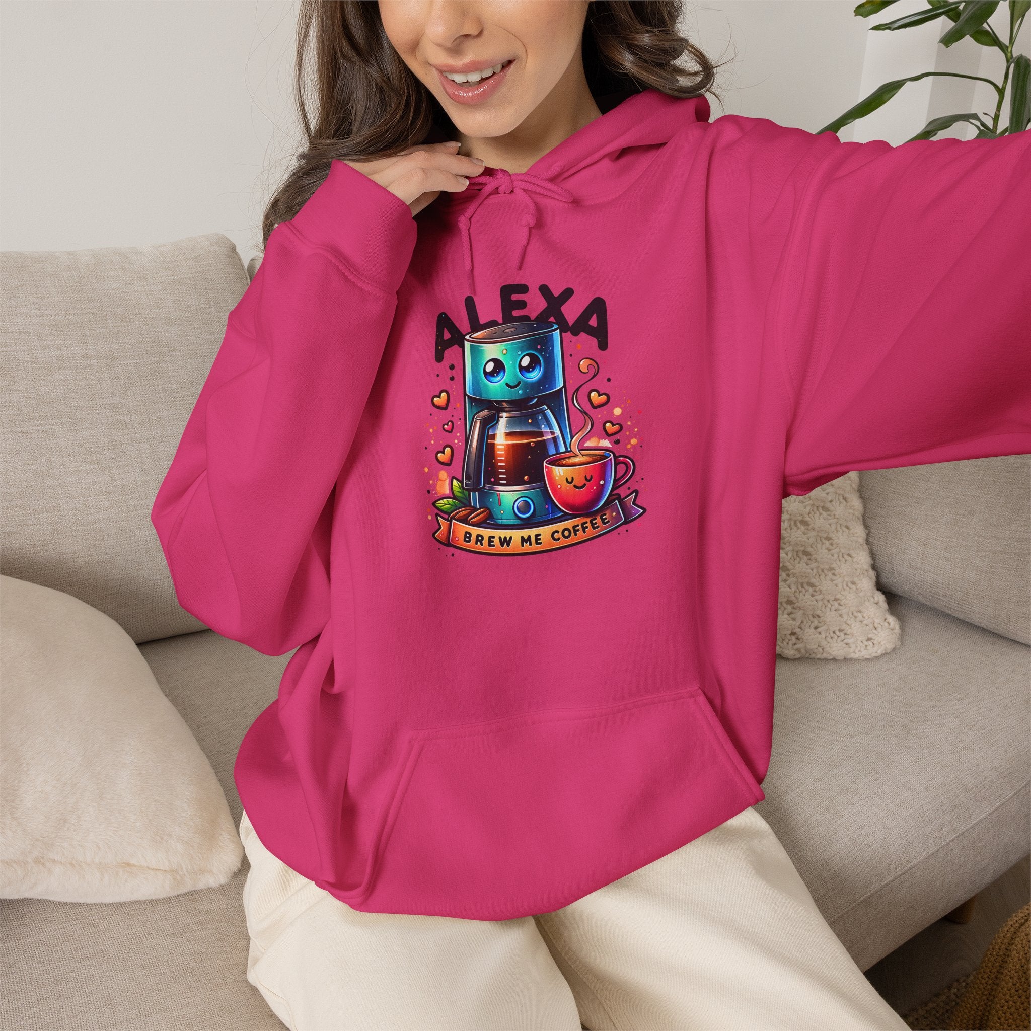 Alexa Coffee Maker Hoodie — Cute Coffee Maker with Coffee Illustration