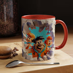 Flintstones "Break Through" Accent Coffee Mug — Retro Cartoon Stone Age Design (11/15 oz)