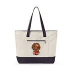 Black Nurse Magic w/Brown Afro Canvas Tote — Zippered Floral Calavera Bag