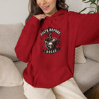 "Death Before Decaf" Coffee Skull Graphic Hoodie