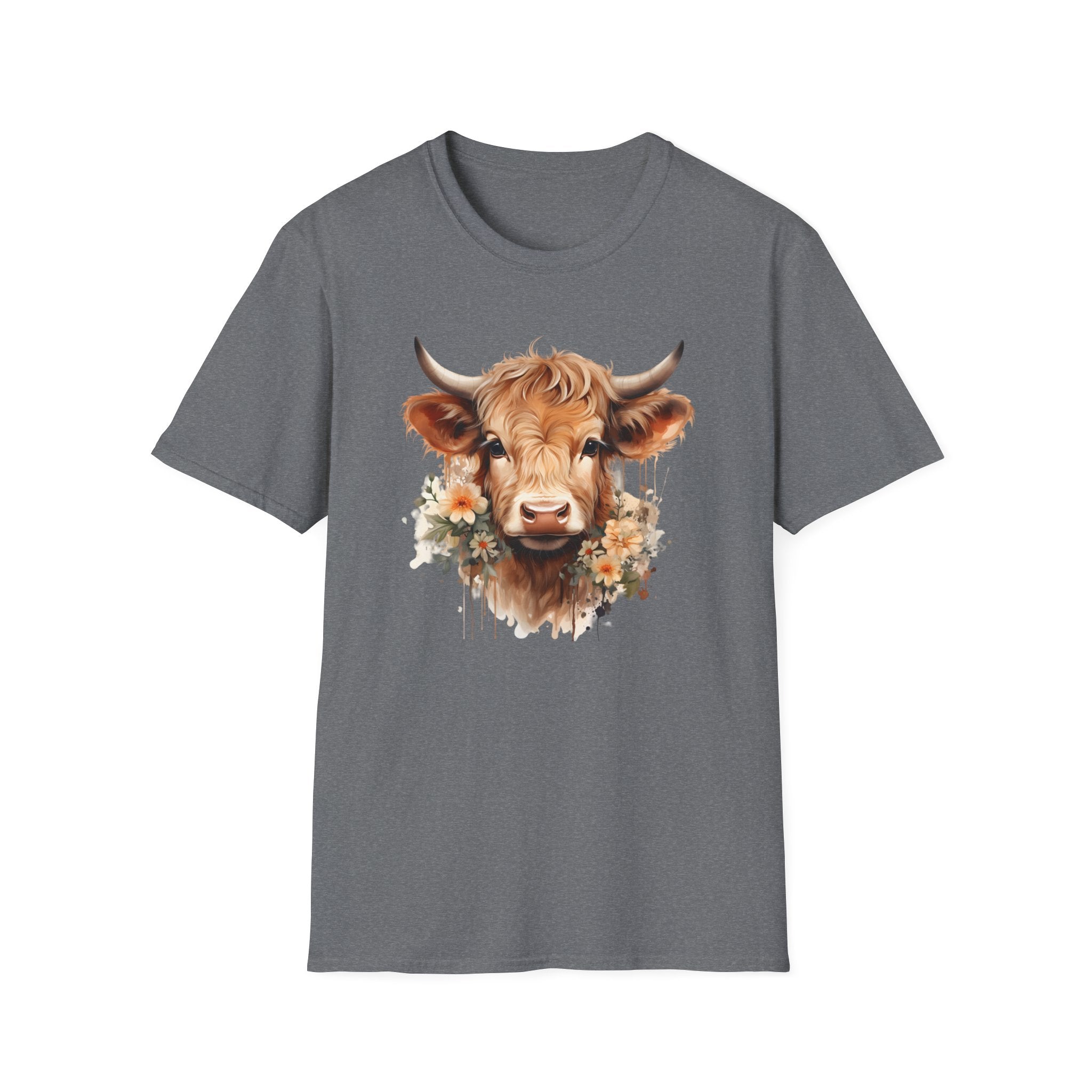 Cow Floral Tee — Cute Highland Cow Graphic T-Shirt