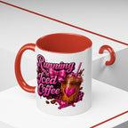 "Running on Iced Coffee" Pink Graphic Accent Mug (11/15oz) — Coffee Mug