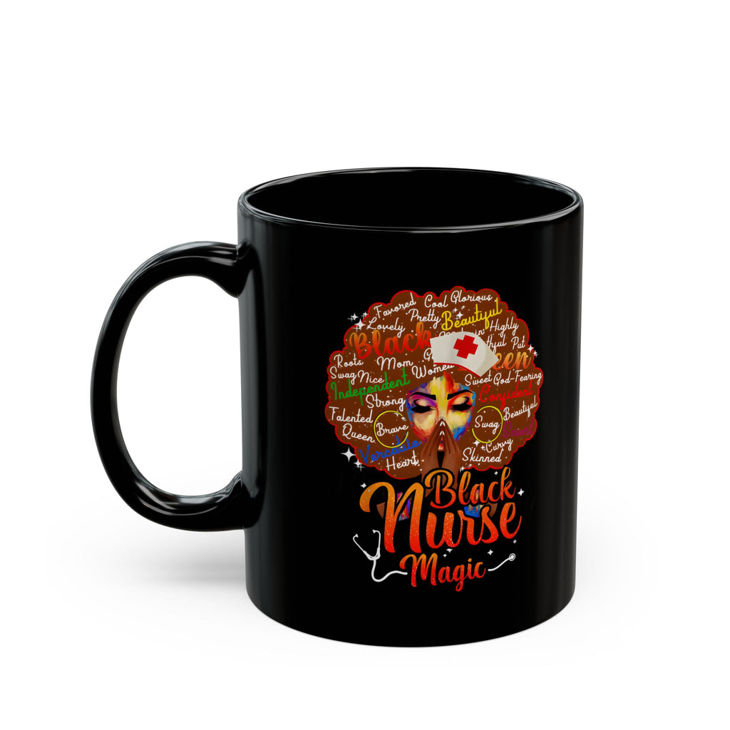 Black Nurse Magic Mug — Brown Afro Black Nurse Coffee Cup (11oz/15oz)