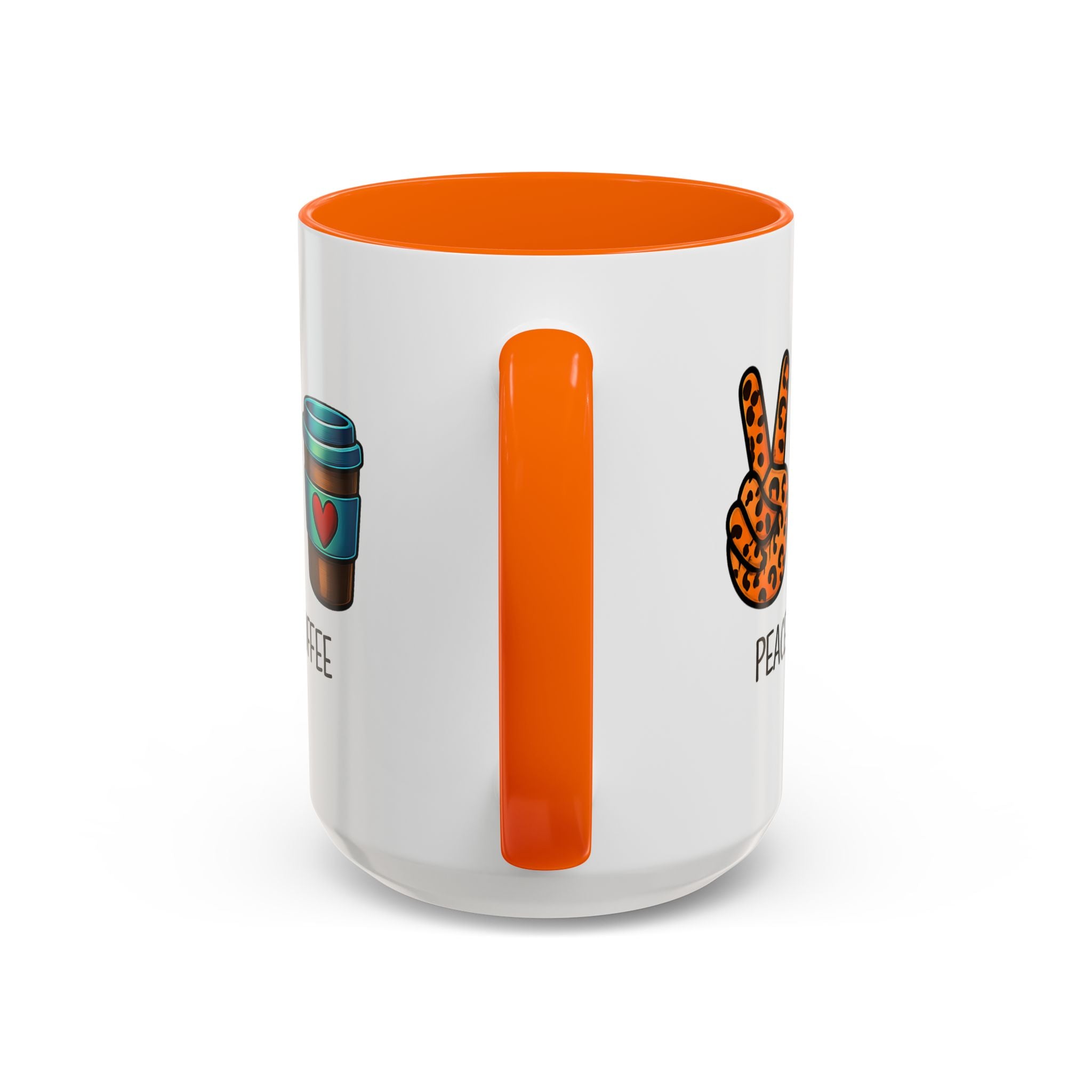 Peace • Love • Coffee Accent Mug — Leopard Peace Sign Coffee Lover Gift