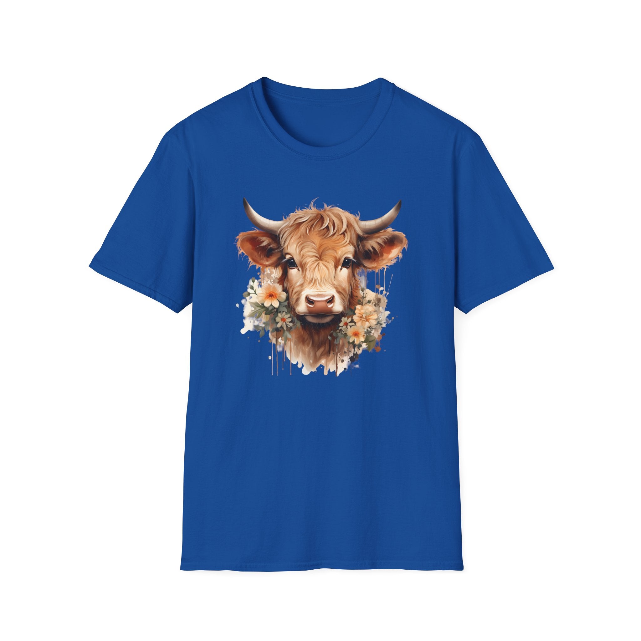 Cow Floral Tee — Cute Highland Cow Graphic T-Shirt