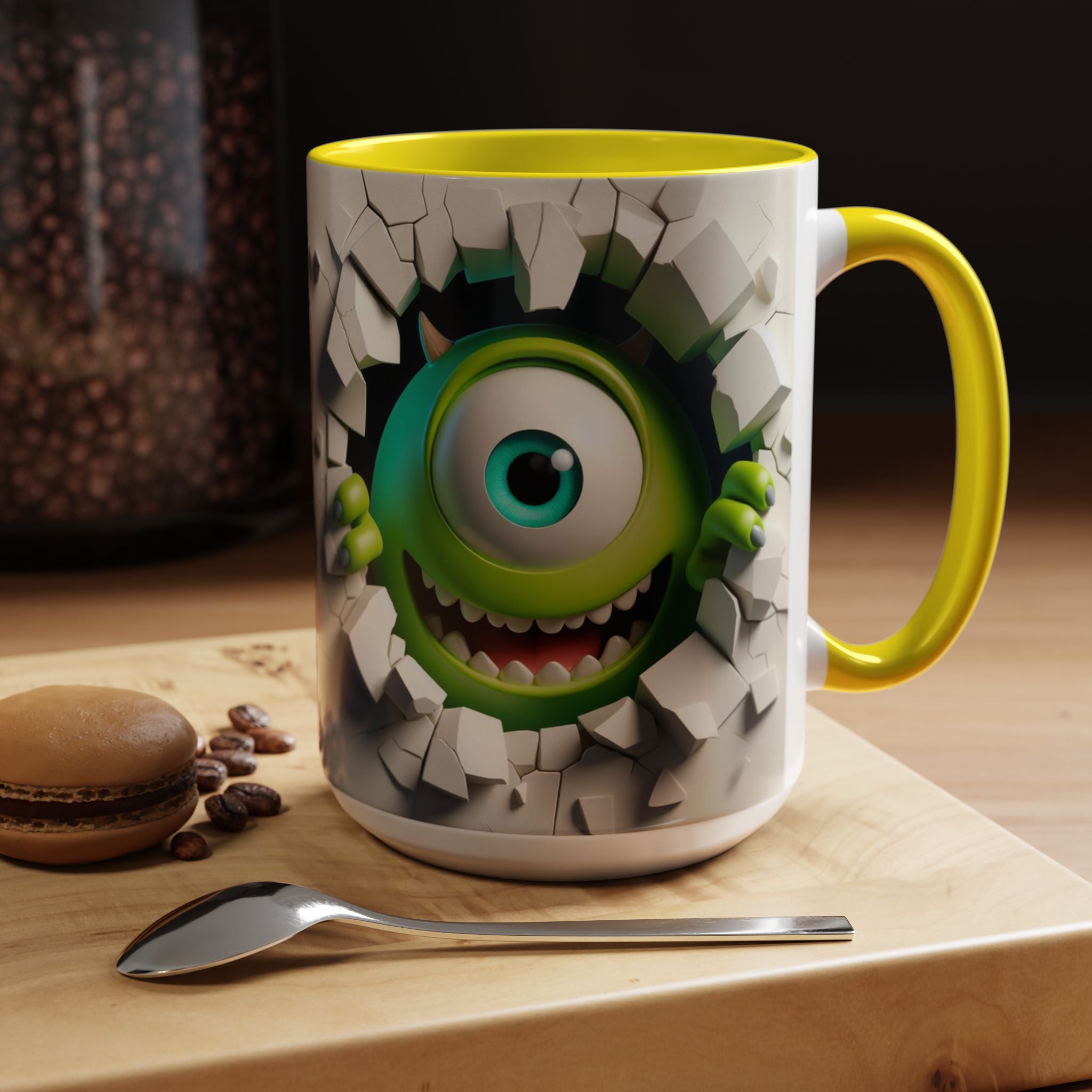 Monster's Inc Mike Peekaboo Coffee Mug – Cute One-Eyed Cartoon Accent Mug (11/15oz)