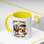 Bean There Brewed That Coffee Mug — Cute Coffee Bean & Cup Accent Mug (11/15oz)
