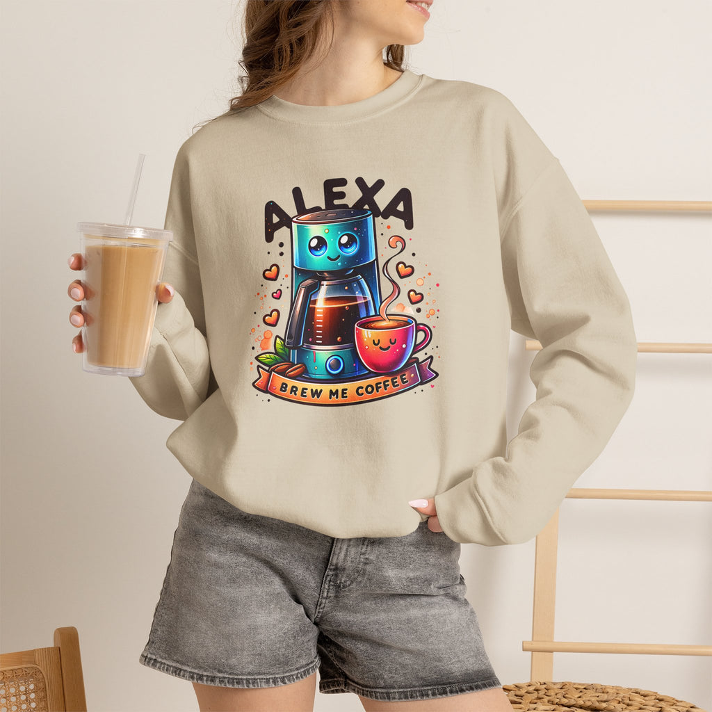 Alexa Coffee Robot Sweatshirt — 'Alexa Brew Me Coffee' Cozy Crewneck