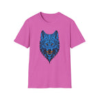 Blue Wolf Head T-Shirt – Stylized Tribal Wolf Graphic Tee