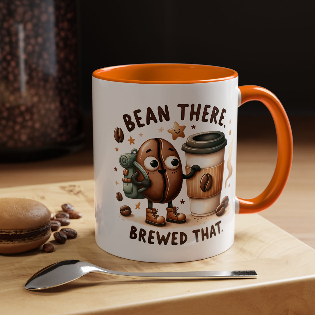 Bean There Brewed That Coffee Mug — Cute Coffee Bean & Cup Accent Mug (11/15oz)