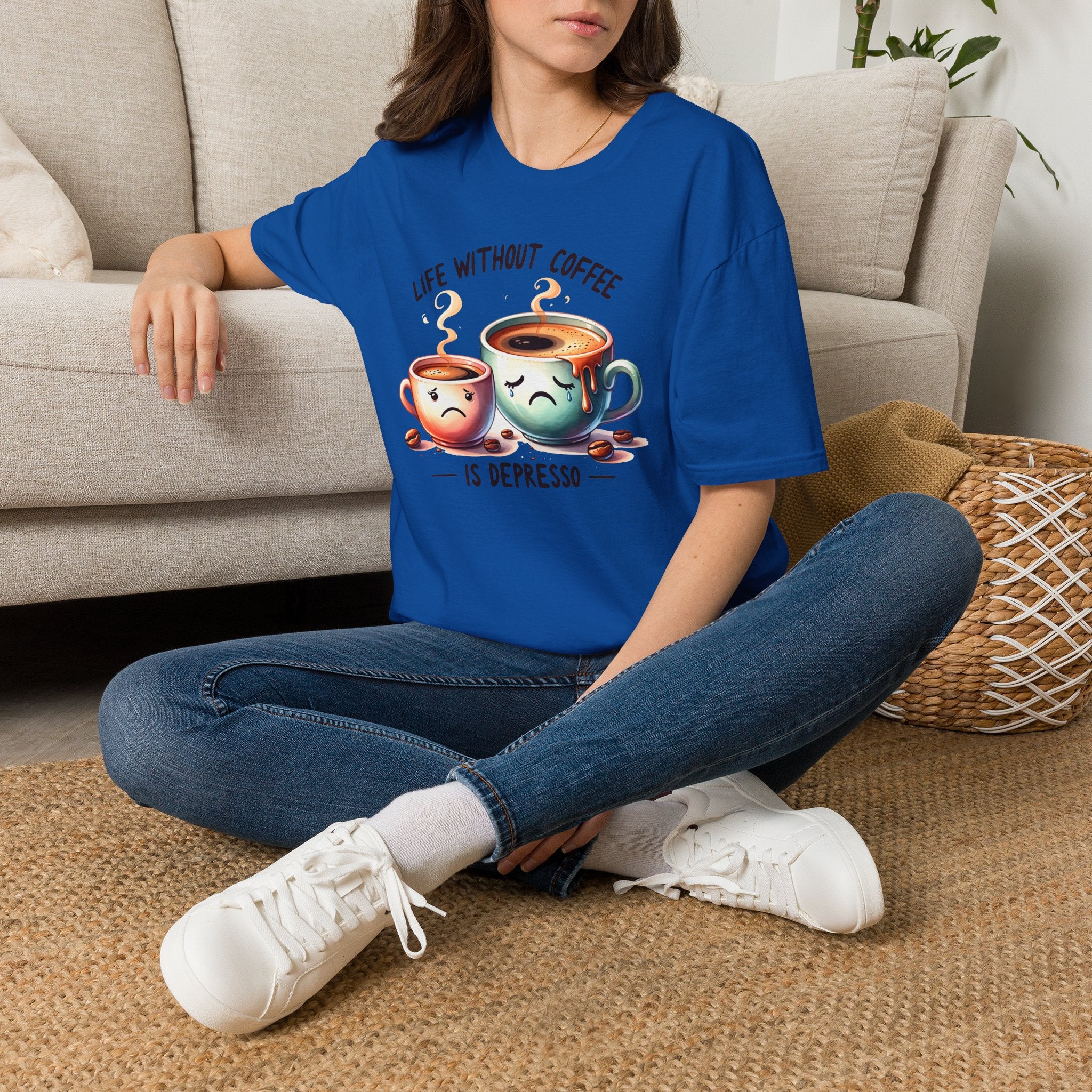 Coffee T-Shirt — "Life Without Coffee is Depresso" Cute Sad Coffee Tee
