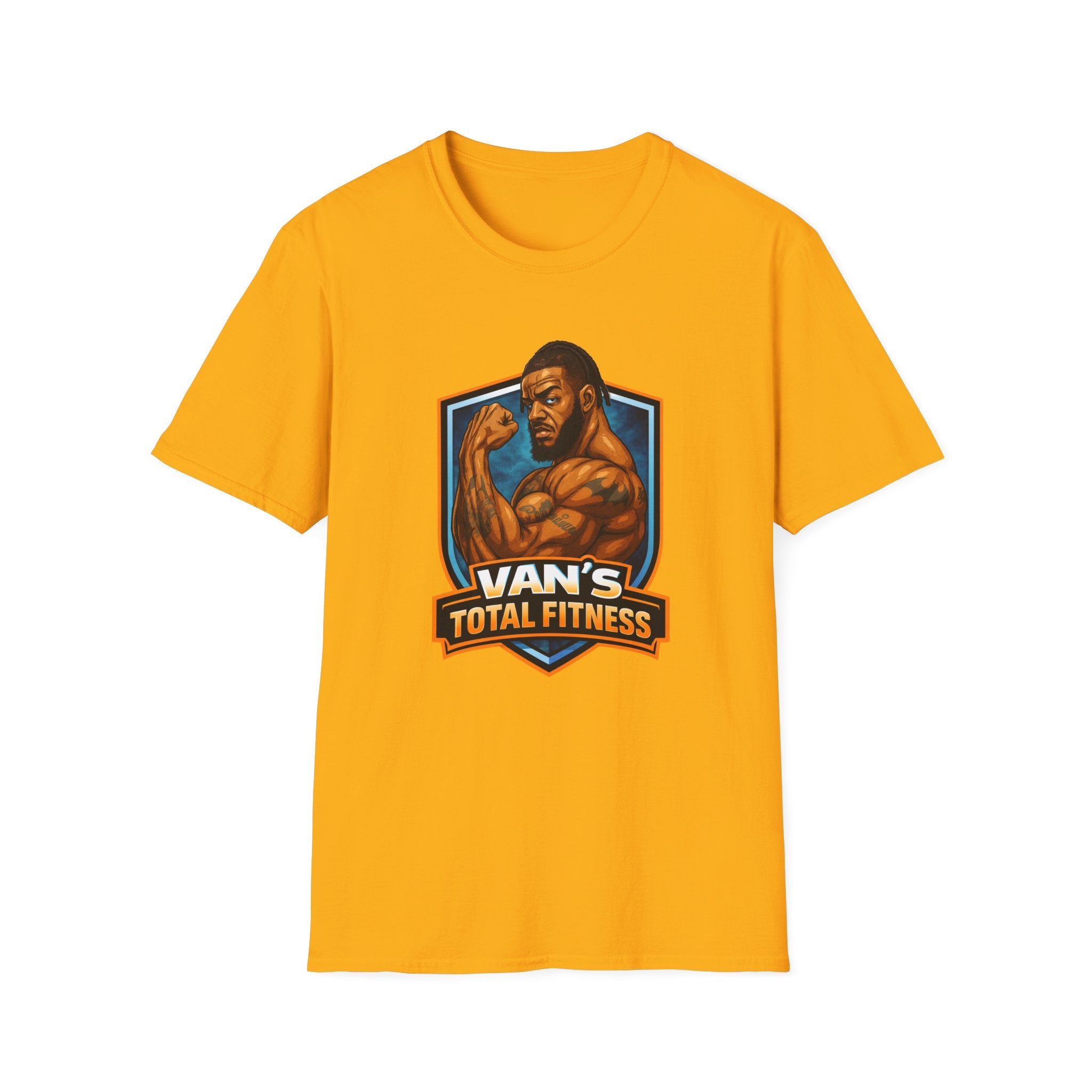 Van's Total Fitness T-Shirt | Muscular Bodybuilder Logo Tee