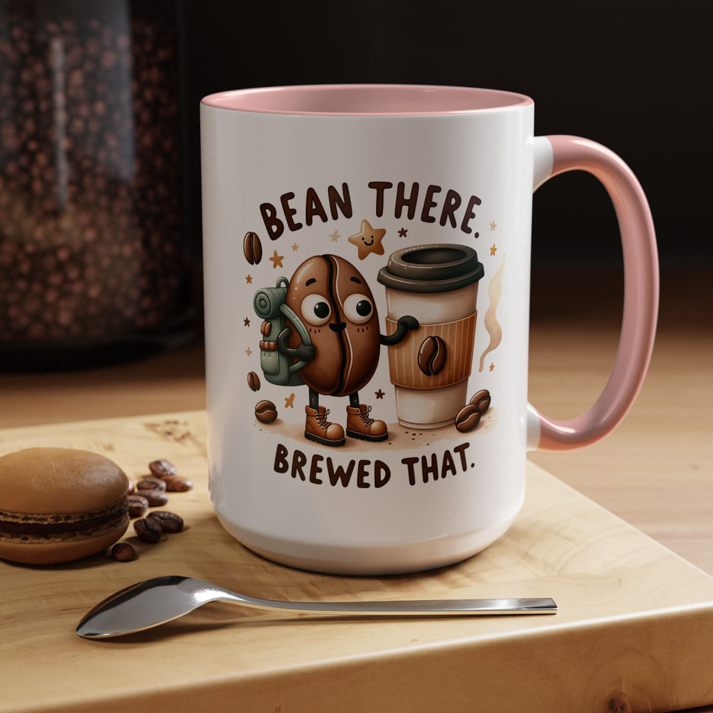 Bean There Brewed That Coffee Mug — Cute Coffee Bean & Cup Accent Mug (11/15oz)