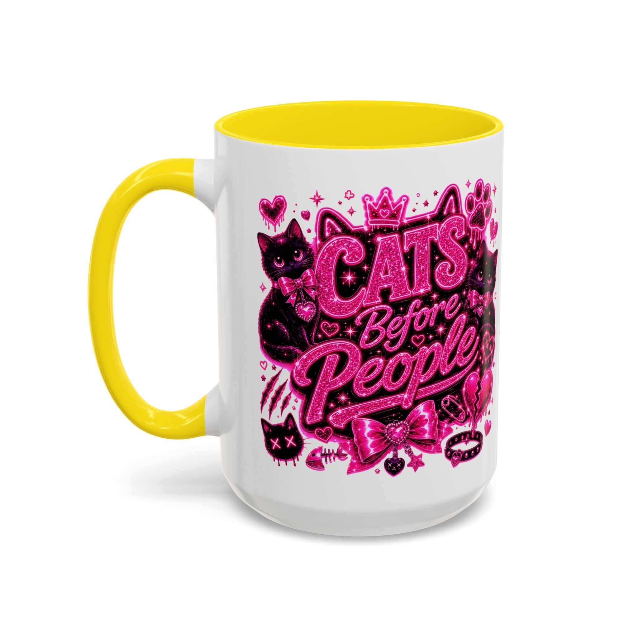 Cats Before People Coffee Mug — Pink Cat Lover Gift (11/15oz)