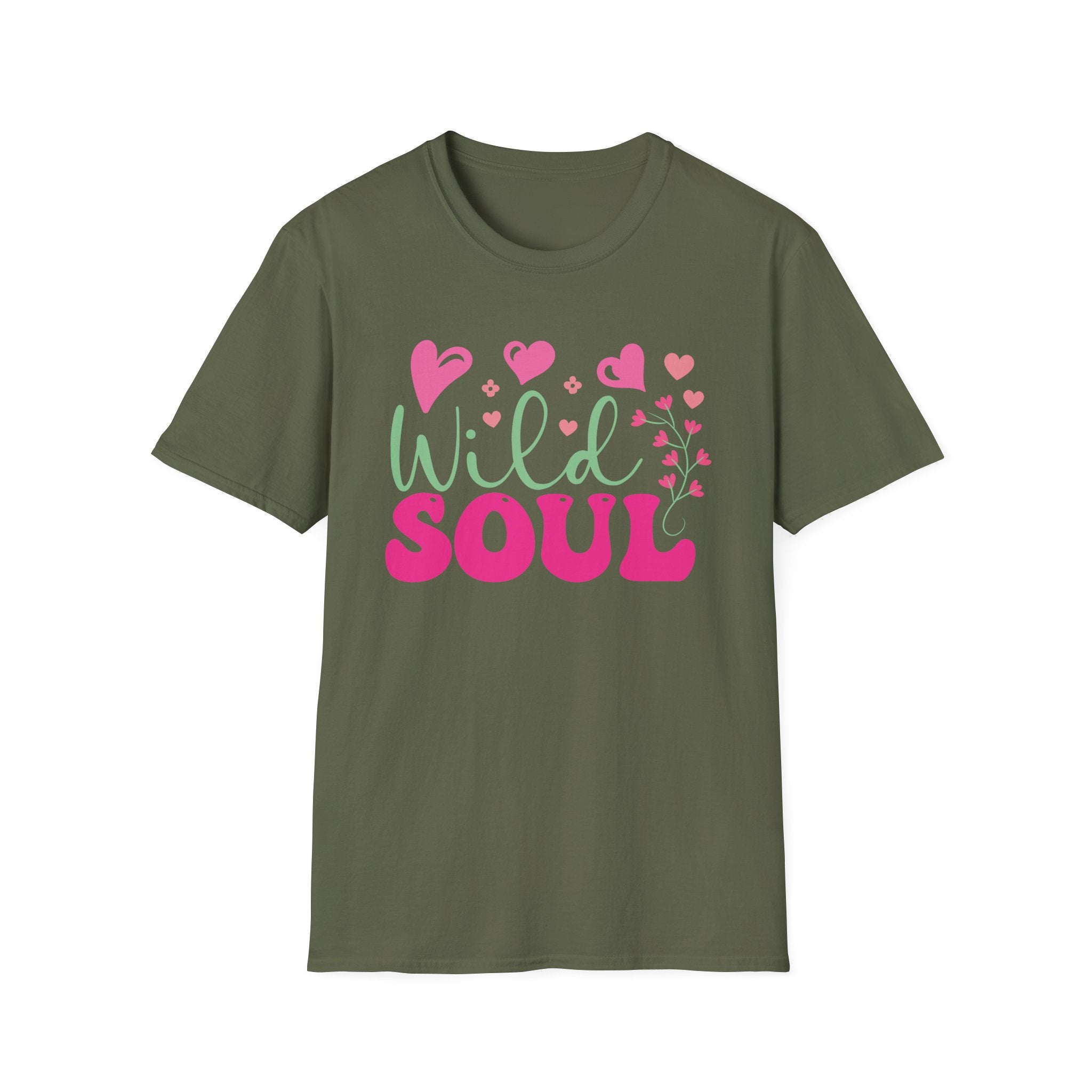 Wild Soul T-Shirt — Pink & Green Heart Graphic Tee