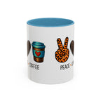 Peace • Love • Coffee Accent Mug — Leopard Peace Sign Coffee Lover Gift