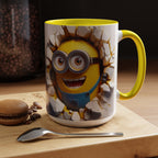 Minion "Breaking Wall" Accent Coffee Mug — Funny Cartoon Movie Character 11/15oz