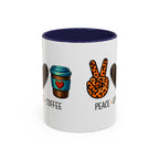 Peace • Love • Coffee Accent Mug — Leopard Peace Sign Coffee Lover Gift