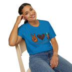 Peace Love Coffee T-Shirt — Retro Leopard Peace Sign & Heart Coffee Cup Tee