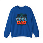 Cool Dad Crewneck Sweatshirt — Retro Night Sky Beach Palm Graphic Dad Shirt for Father’s Day